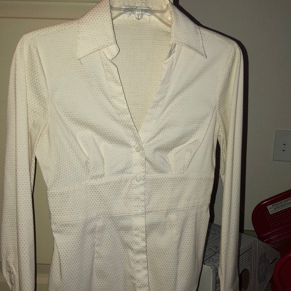 Express white button down with gold flecks.